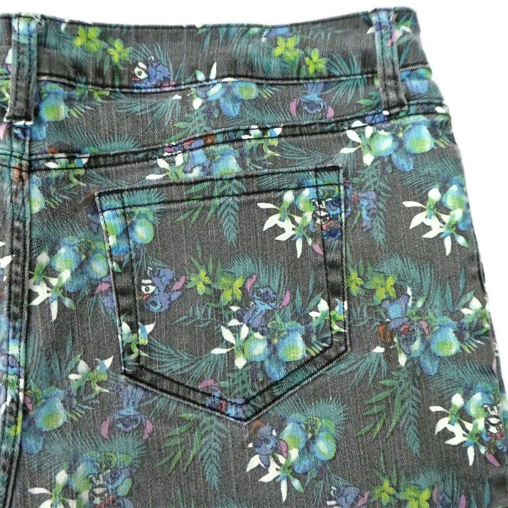 Disney Lilo Stitch Shorts Jean Cotton Stretch Mid Rise Cartoon Juniors 15